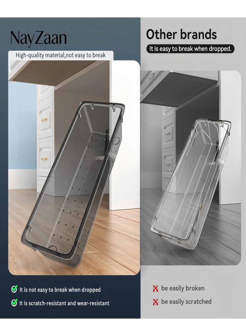 NayZaan 16 PCS Drawer Organizer Set, 5 Varied Size Bathroom and kitchen Drawer cabinet organizer Trays, Clear Storage Bins for Makeup, Jewelry, Utensils and Gadgets, Black - Image 2