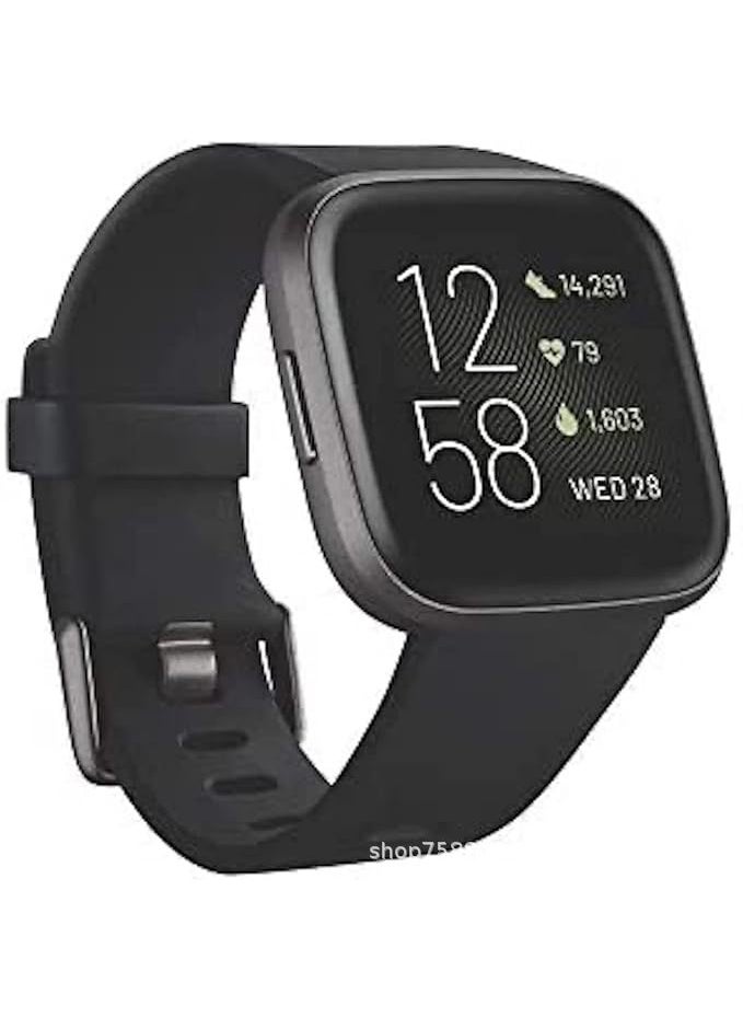 Generic Fitbit Versa 2 Smart Watch Bluetooth Wifi Connection App Compatible Sport Watch Waterproof Screen Material AMOLED Black 