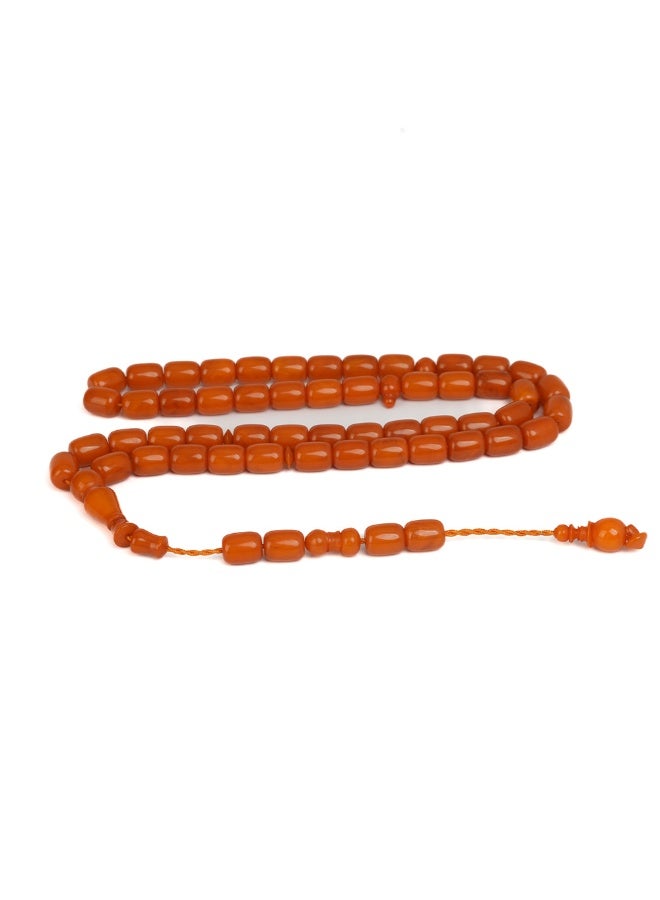 R.S Polish Amber Dust Prayer Beads, Barrel Shape, 51 Carrot Orange Beads - Image 4