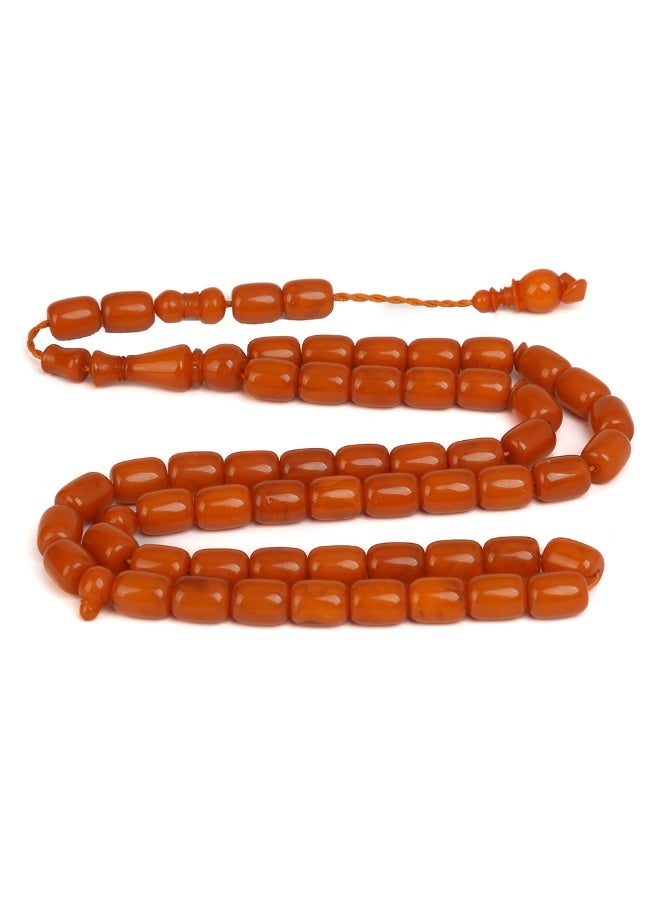 R.S Polish Amber Dust Prayer Beads, Barrel Shape, 51 Carrot Orange Beads - Image 2