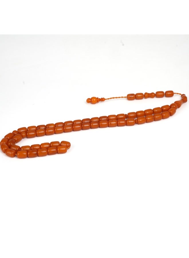 R.S Polish Amber Dust Prayer Beads, Barrel Shape, 51 Carrot Orange Beads - Image 1