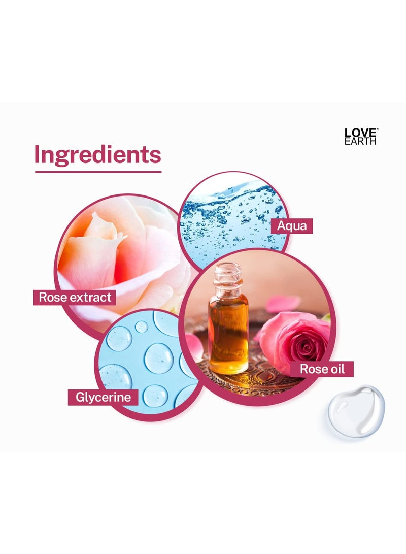 Love Earth Rose Water Gulab Jal Face Mist Toner with Real Rose Petals & Extracts for Skin Hydration and Natural Glow 100ml - Image 3