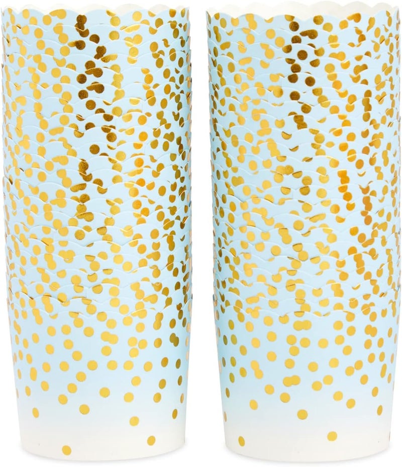 Sparkle and Bash Blue and Gold Foil Cupcake Liners, Polka Dot Paper Muffin Baking Cups (2.25 x 2.75 In, 50 Pack) - Image 4