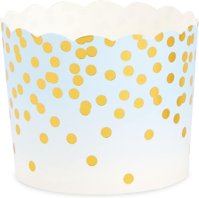 Sparkle and Bash Blue and Gold Foil Cupcake Liners, Polka Dot Paper Muffin Baking Cups (2.25 x 2.75 In, 50 Pack) - Image 3