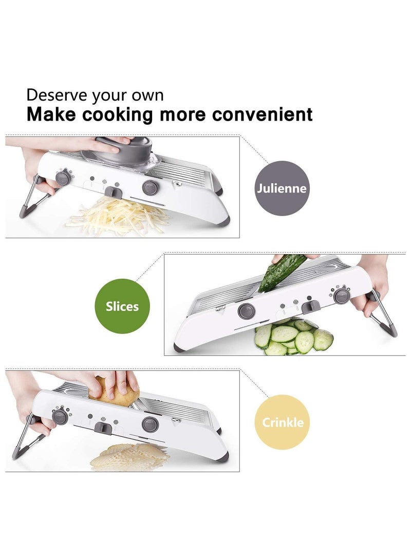 Arabest Kitchen Mandolin Slicer 18 Types Food Slicer Mandolin Stainless Steel Adjustable Thickness Vegetable Chopper Potato Cheese Fruit Vegetable Onion Chopper Shredder Waffle Fryer - Image 2