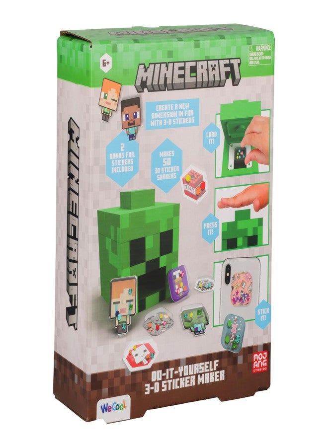 WeCool Paladone WeCool Minecraft Creeper DIY 3D Sticker Maker for Kids, Officially Licensed Craft Kit for Girls and Boys Ages 6+, Makes 50 Custom Stickers, Fun Creative Gift & Toy - Image 1