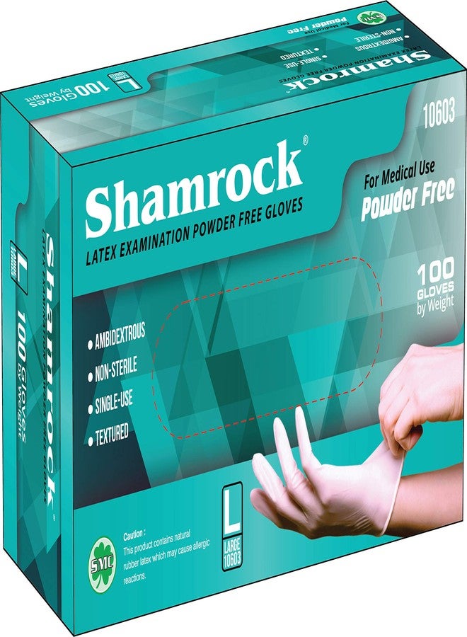 Shamrock 10601 Latex Examination Gloves - 7 mil, Powder-Free, Textured, Medical Use, Extended Cuff (Small) - Image 1