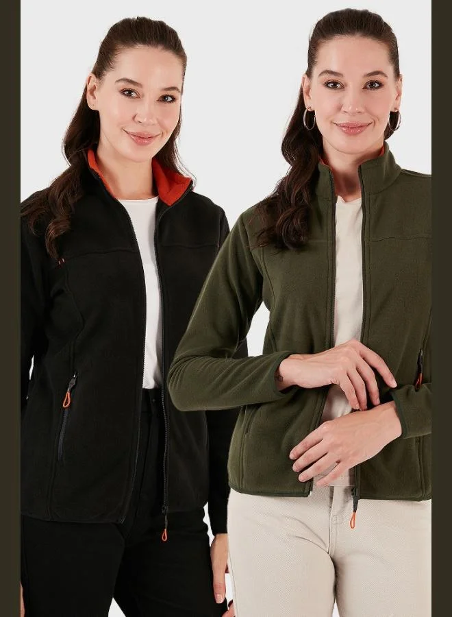 ليلا كارديجان نسائي بياقة مدورة وسحاب وجيوب مضادة للوبر قطعتان