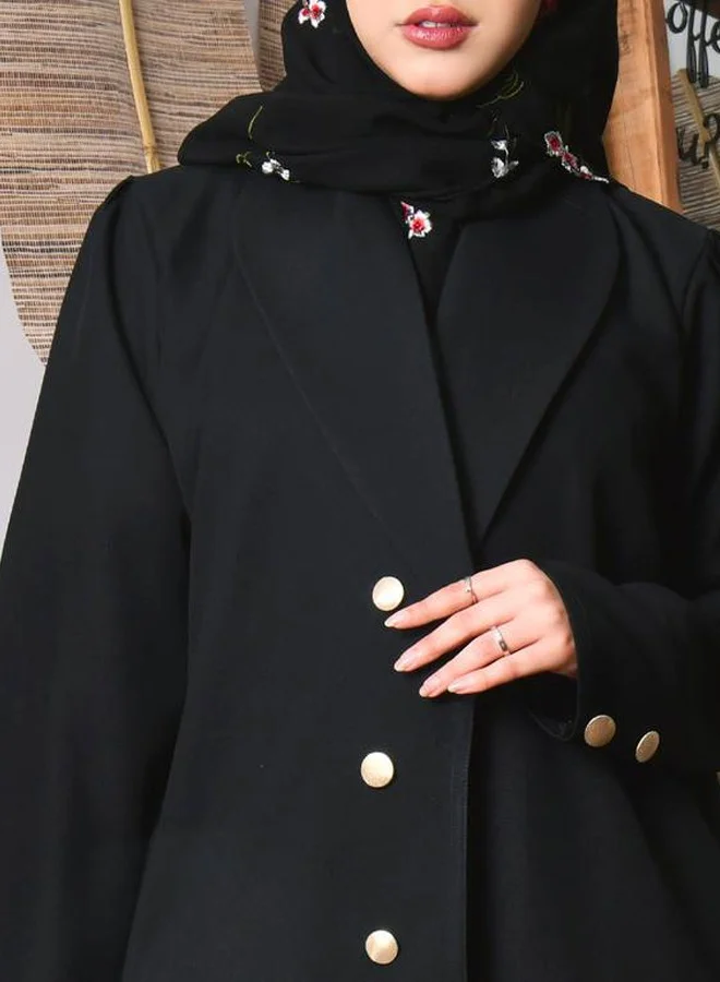 HAWRAA ABAYA Formal wrap abaya with fine fabric and golden buttons