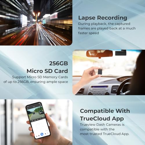 Trueview 2MP Dash Camera with Wi-Fi, Built-in G-Sensor, Microphone, Time Lapse, Emergency Video, Speed Alerts, TrueCloud App Support, 128 GB Micro SD Compatibility (G-Sencer) - Image 4