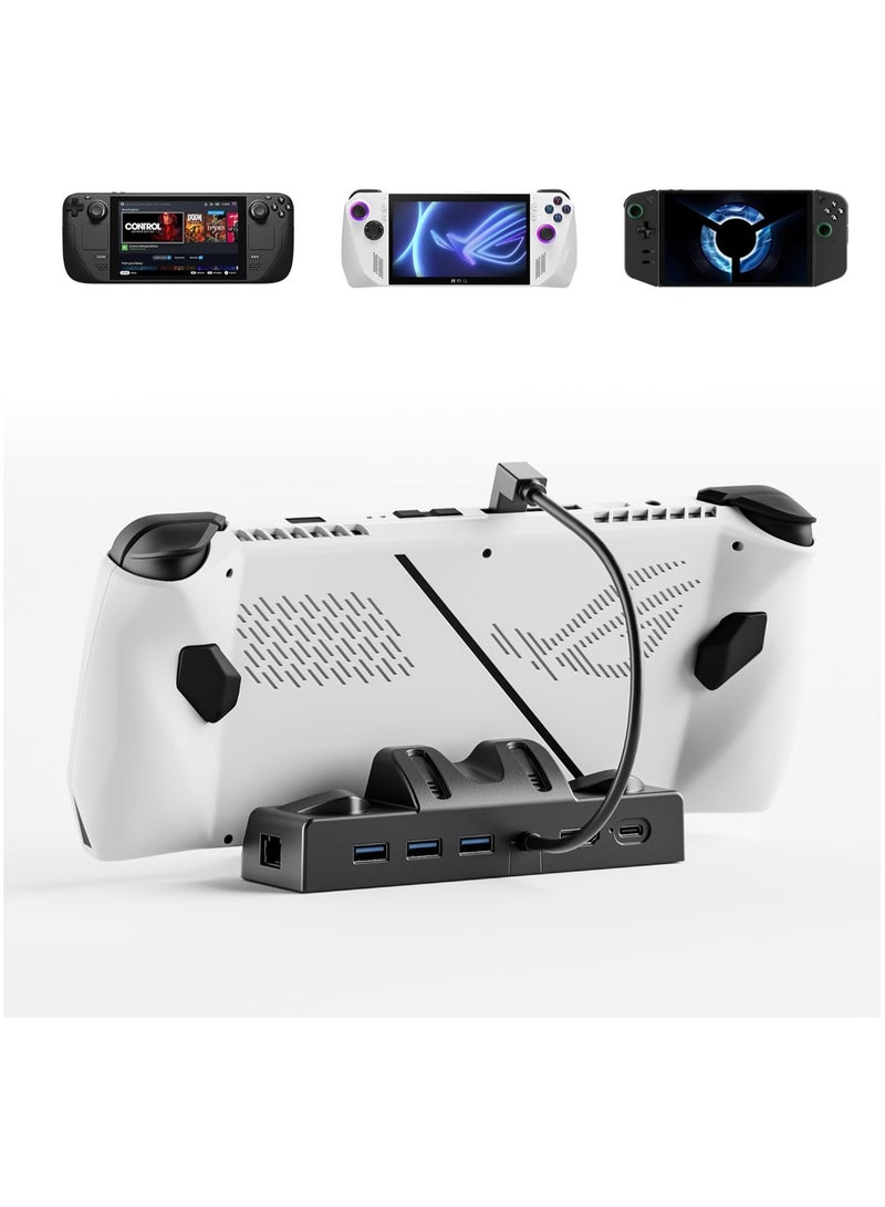 SYOSI قاعدة إرساء لـ ROG Ally/Steam Deck/Legion Go، قاعدة توصيل 6 في 1 مع HDMI 2.0 4K@60 هرتز Gigabit Ethernet 3 USB-A وUSB-C 3.0 شحن متوافق مع ROG Ally/Steam Deck/Lenovo Legion Go - Image 1