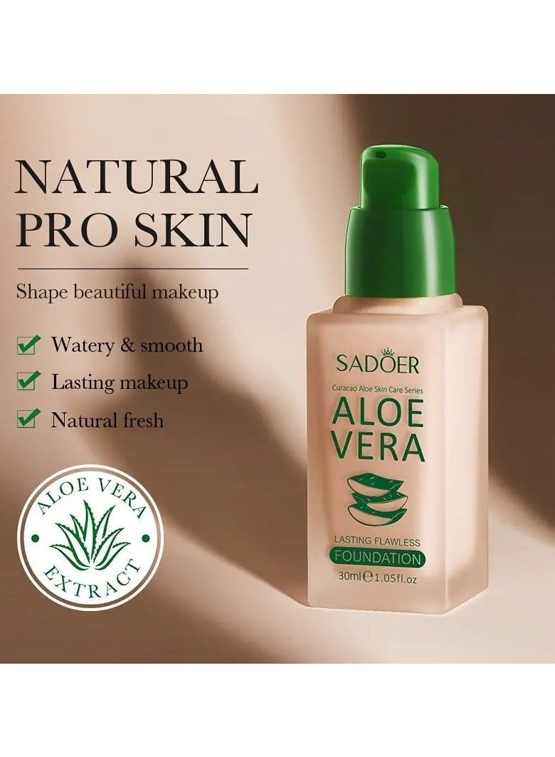 SADOER Aloe Vera Long-lasting Flawless Liquid Foundation, Long-lasting, Non-stick Makeup, Non-stick Concealer Liquid Foundation Nature color - Image 2