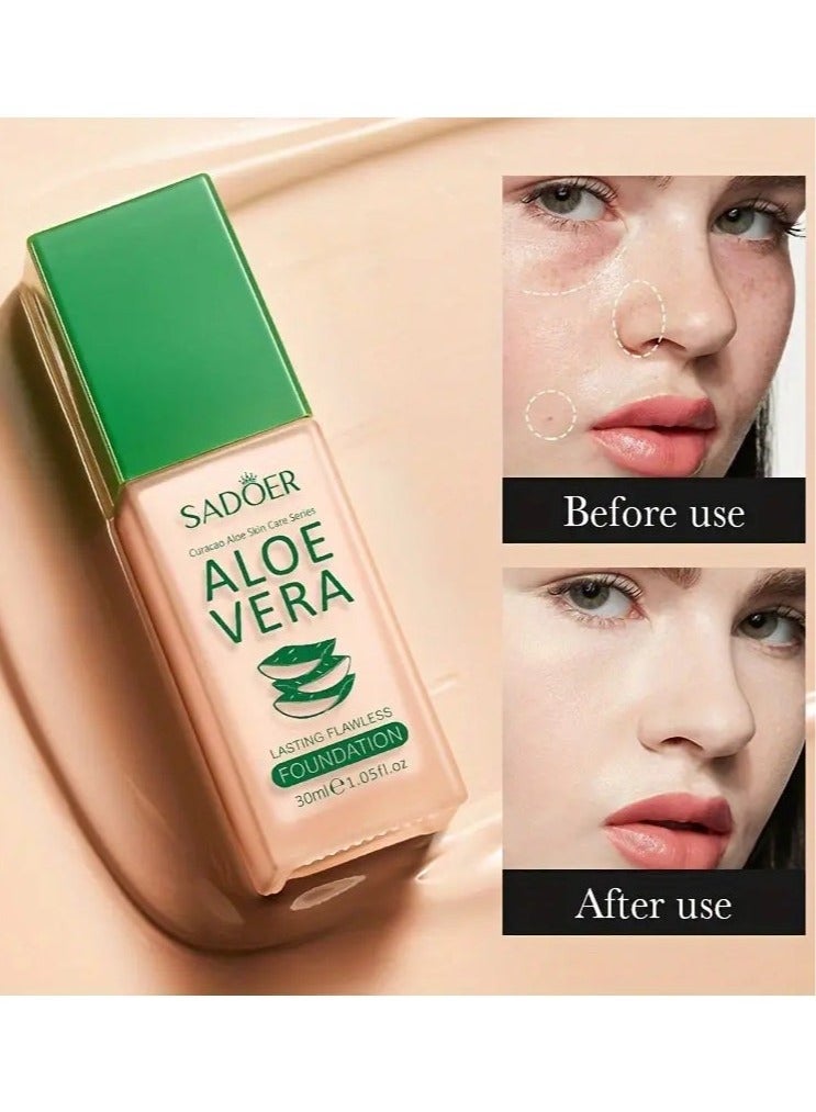 SADOER Aloe Vera Long-lasting Flawless Liquid Foundation, Long-lasting, Non-stick Makeup, Non-stick Concealer Liquid Foundation Nature color - Image 1