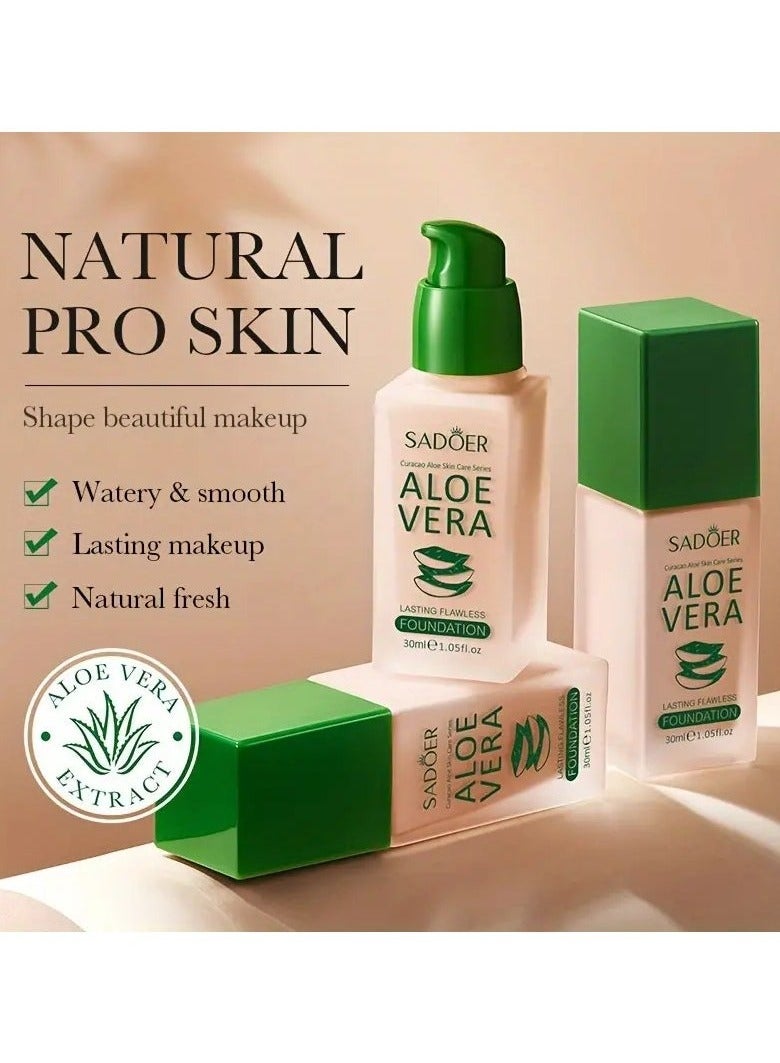 SADOER Aloe Vera Long-lasting Flawless Liquid Foundation, Long-lasting, Non-stick Makeup, Non-stick Concealer Liquid Foundation Nature color - Image 5
