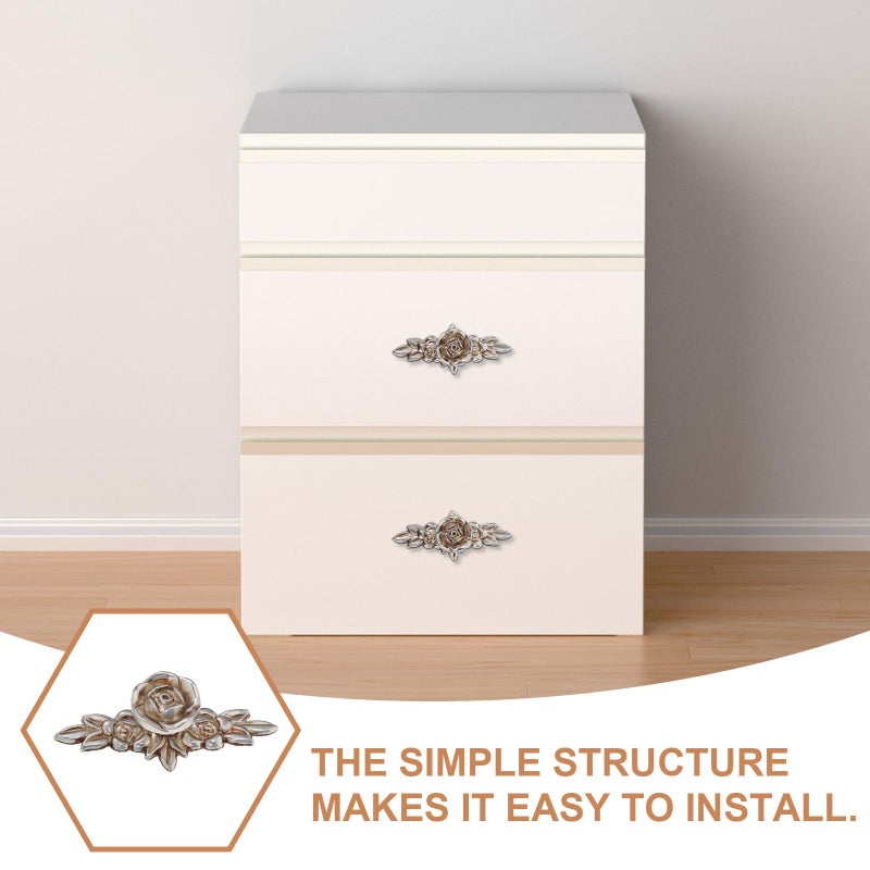 Vintage Floral Zinc Alloy Cabinet Knob Ivory White Drawer Pull For Kitchen Bathroom - Image 4