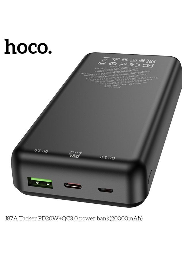 hoco. Power bank J87A Tacker PD20W+QC3.0 20000mAh(Black) - Image 4