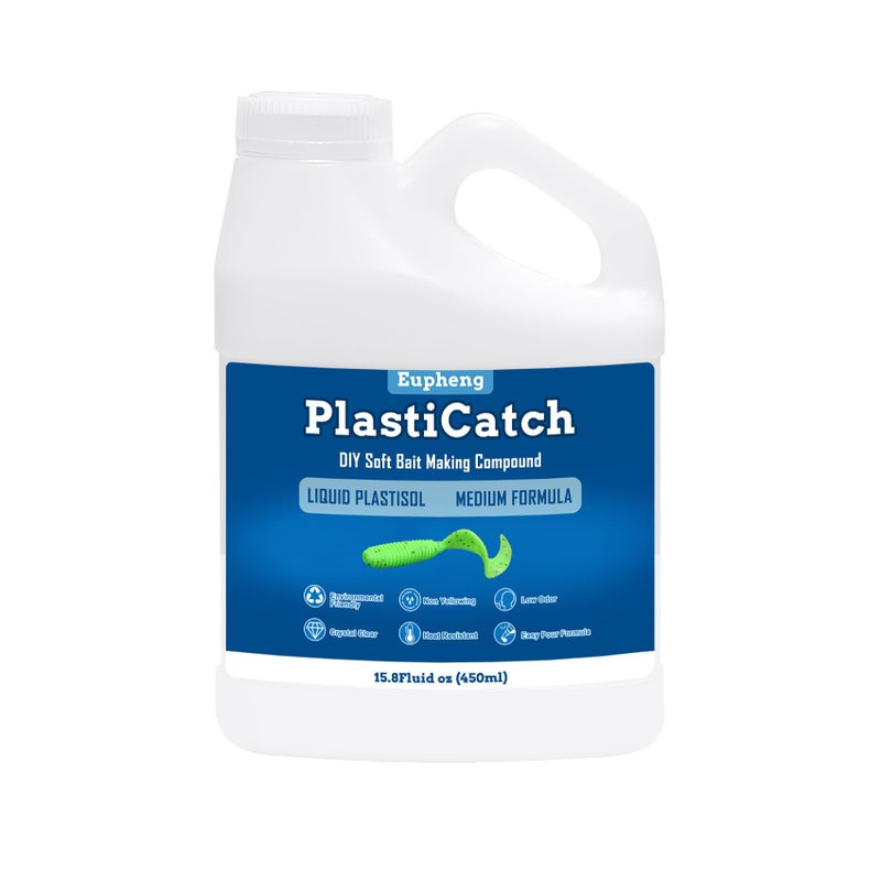 Eupheng PlastiCatch Series Plastisol Fishing Lure Making Plastic Rubber, Crystal Clear, Low Odor, Non Yellowing Medium Formula for DIY Fishing Lures - Image 1