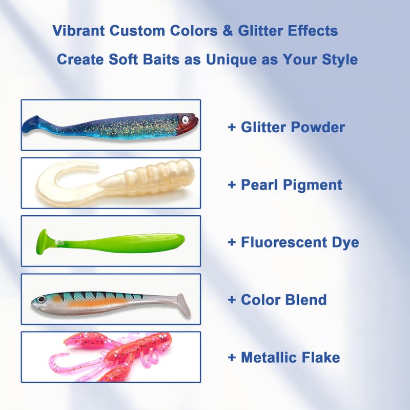 Eupheng PlastiCatch Series Plastisol Fishing Lure Making Plastic Rubber, Crystal Clear, Low Odor, Non Yellowing Medium Formula for DIY Fishing Lures - Image 5
