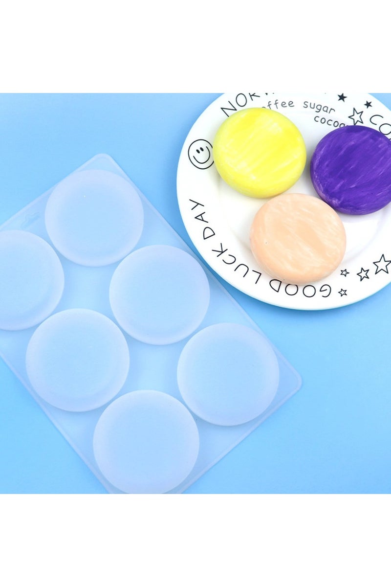 قوالب السيليكون المستديرة ذات 6 ثقوب لصنع الكعك، قوالب مطبخ الكعك، قوالب الصابون اليدوية، مقاومة لدرجات الحرارة العالية، سهلة الإطلاق، معدات صنع الصابون من الكعك. - Image 5