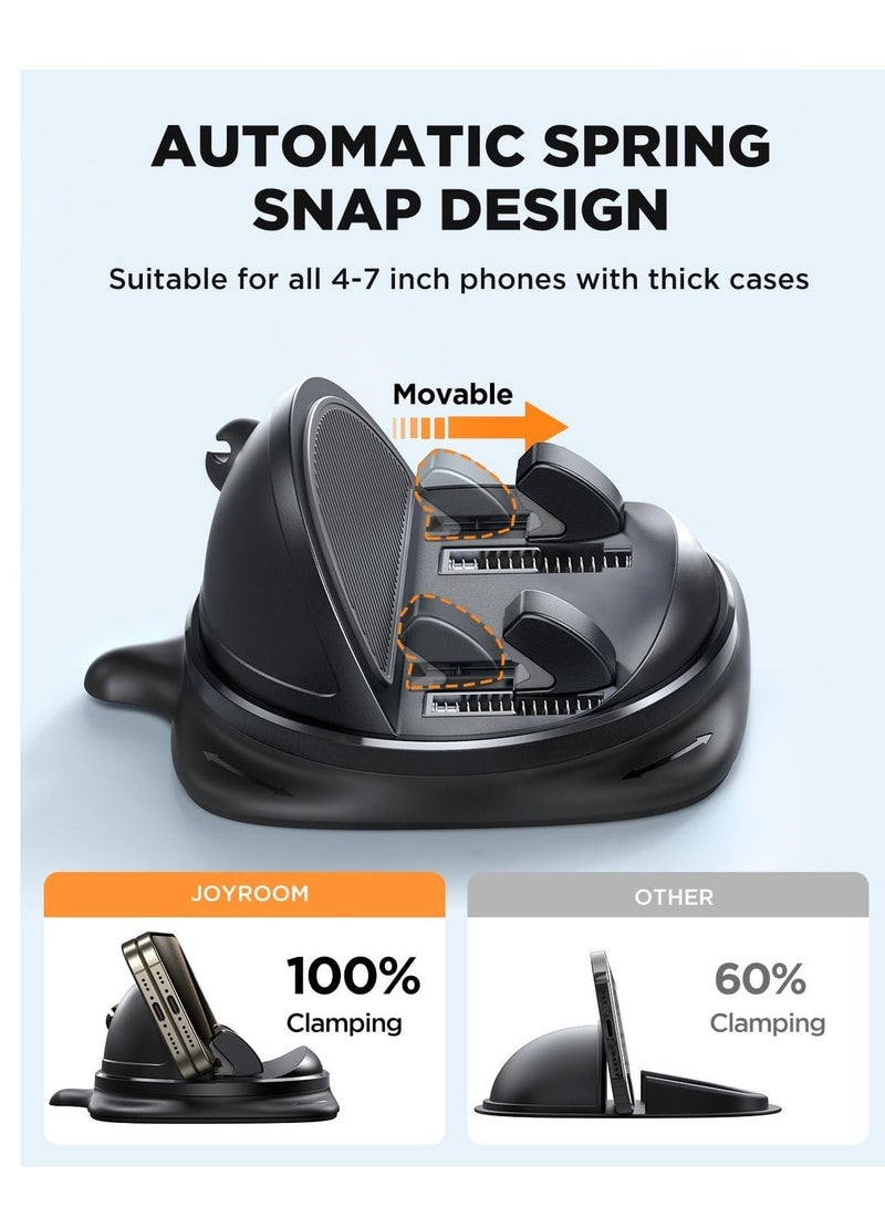 Captaintech Dashboard Phone Holder Car, 【Adjustable Spring Design】 Non-Slip Phone Pad for Car 360° Rotatable Silicone Car Phone Mount, Desk Phone Stand Compatible with iPhone, Android, GPS - Image 2