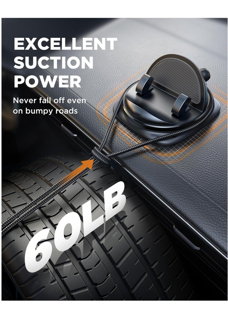Captaintech Dashboard Phone Holder Car, 【Adjustable Spring Design】 Non-Slip Phone Pad for Car 360° Rotatable Silicone Car Phone Mount, Desk Phone Stand Compatible with iPhone, Android, GPS - Image 4