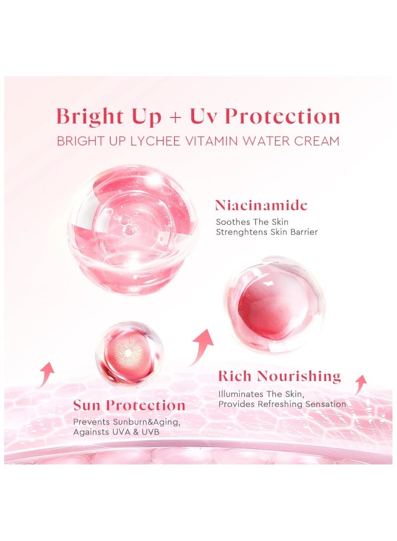 Glad2Glow Lychee Vitamin Water Sunscreen Cream 30g + Milk Amino Acid Gentle Face Wash 80ml – Glad2Glow Skincare Set for Brightening, Hydrating & UVA/UVB Protection - Image 5