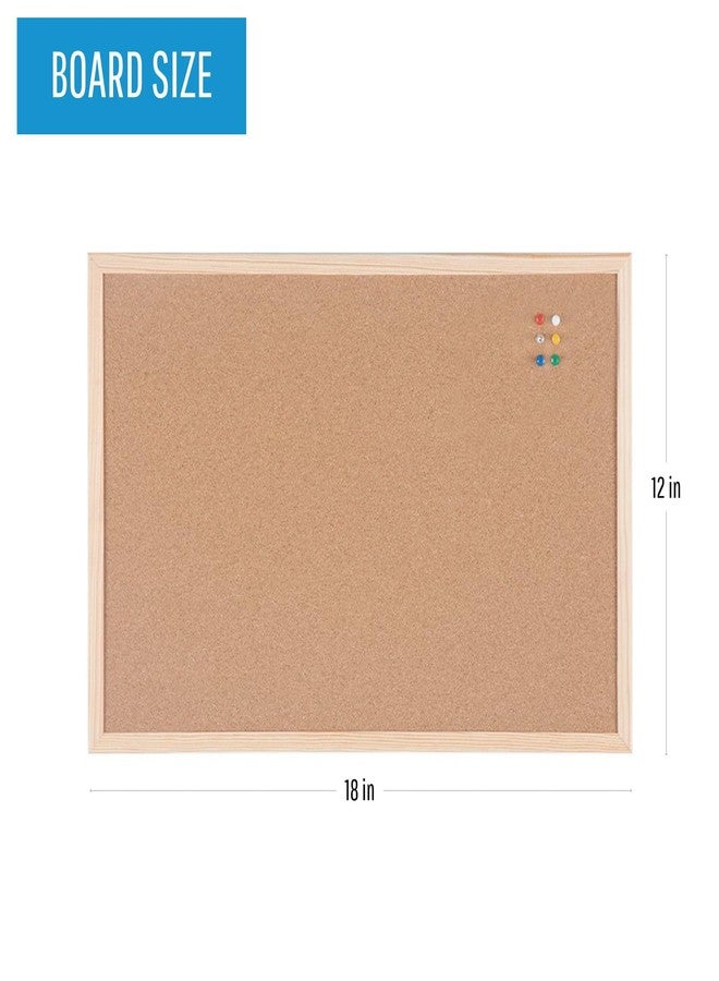 Mastervision Cork Push Pin Bulletin Board, 12" x 18", Pine Wood Frame, Wall Mount Kit Included - Image 2