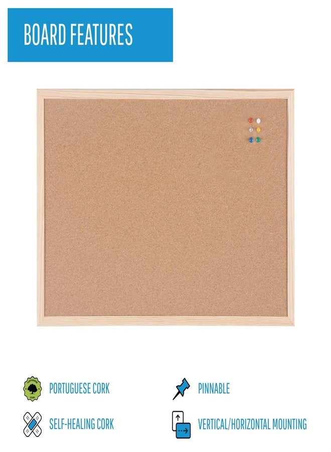 Mastervision Cork Push Pin Bulletin Board, 12" x 18", Pine Wood Frame, Wall Mount Kit Included - Image 3