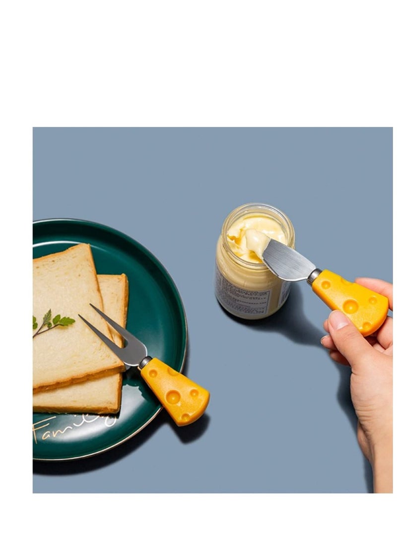 SYOSI Cheese Knife Gift Set 7 Pcs Stainless Steel Pizza Cutter Cheese Slicer with PP Handle Perfect for  Party. (Yellow)  - Image 3