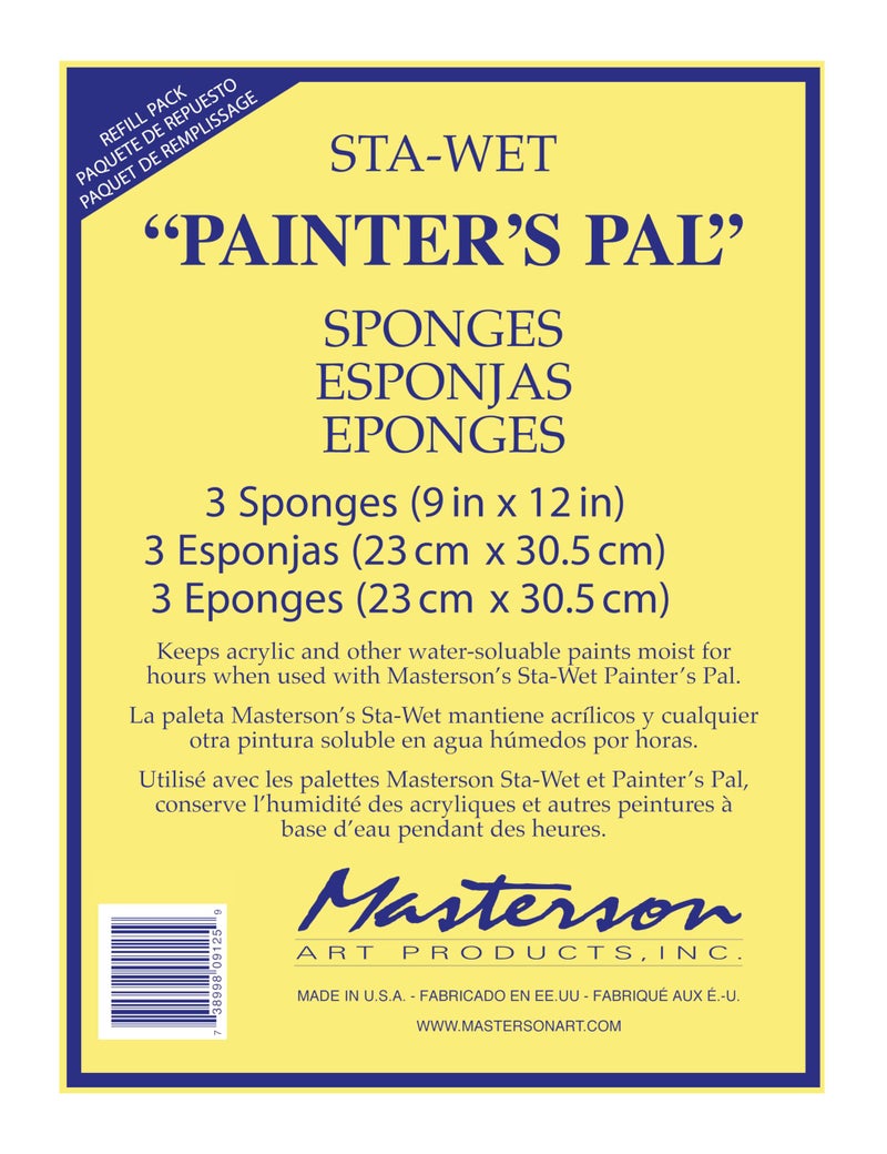 Masterson Sta-Wet Painterâ€™s Pal Palette Sponge Refill 3 Pack - Image 1