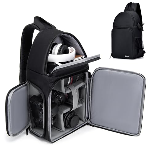 CADeN Camera Bag Sling Backpack for DSLR/SLR Mirrorless Camera Waterproof, Camera Case Compatible for Sony Canon Nikon Camera and Lens Tripod Accessories Black - Image 1