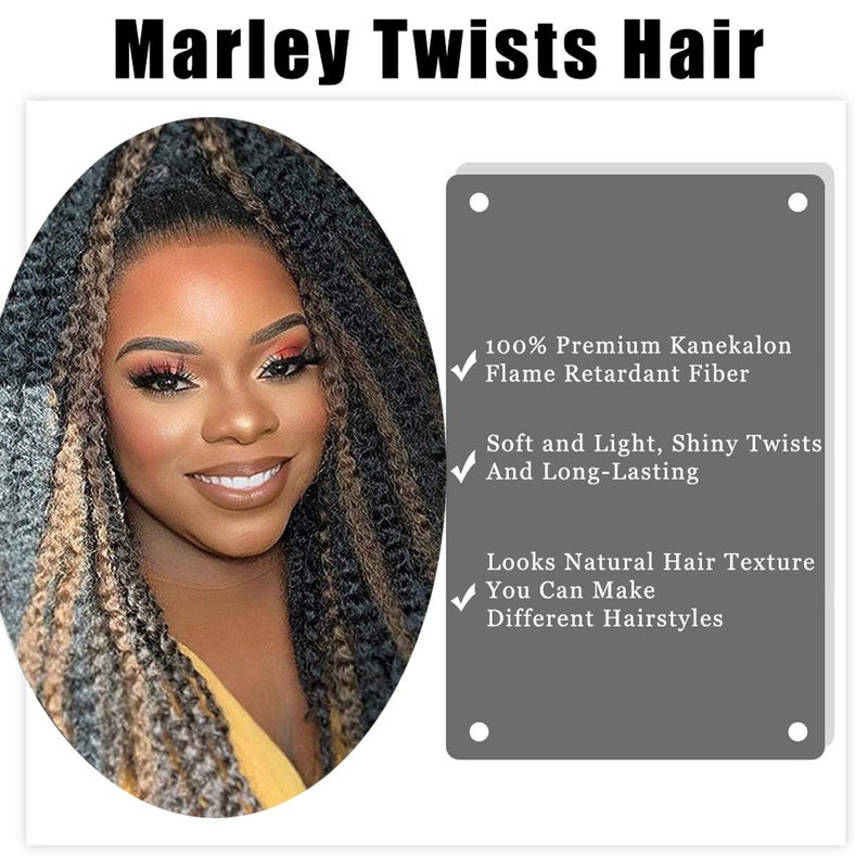 BAISAI Marley Hair Twist Braiding Hair 18 Inch 1 Pack Long Afro kinky Twist Crochet Hair Marley Twist for Butterfly Locs Crochet Hair(27#) - Image 3