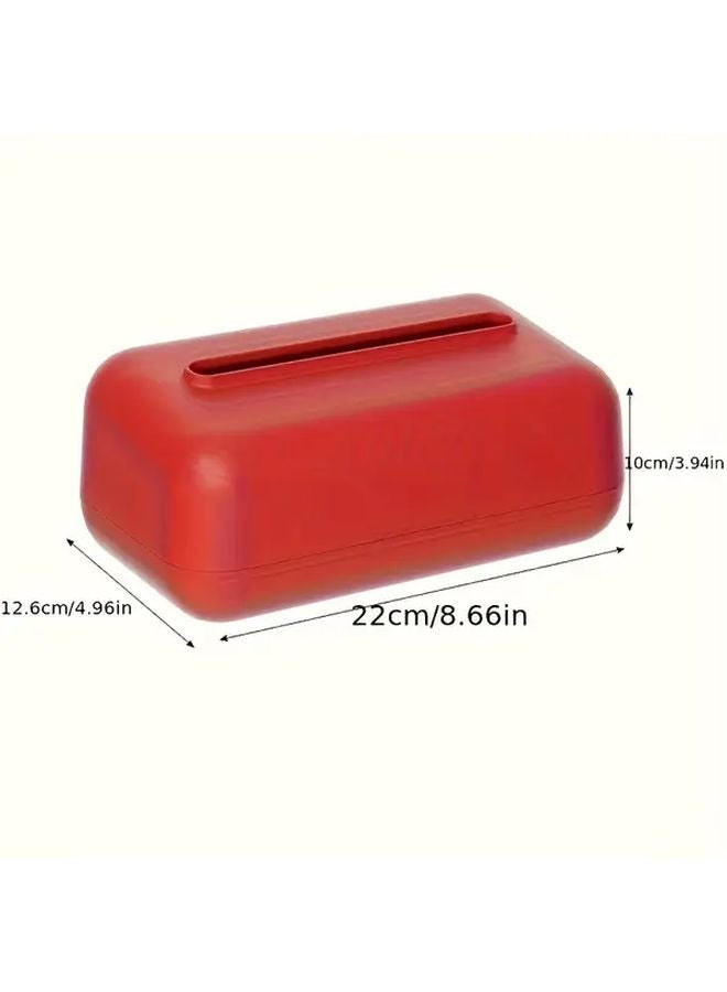 Red Wall Mounted Desktop Drill Free Tissue Box Holder Dispenser Organizer - Image 4