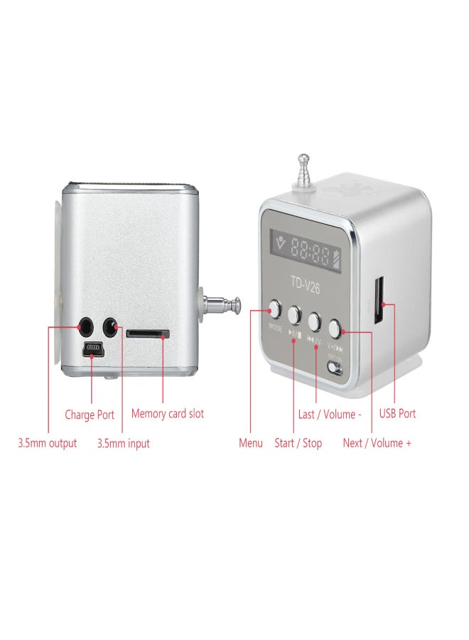 مكبر صوت صغير سلكي 3.5 ملم، مشغل MP3 محمول، راديو FM، مضخم صوت موسيقي، يدعم بطاقة TF وقرص USB، مكبر صوت لأجهزة DVD والكمبيوتر المحمول والهواتف المحمولة - Image 2