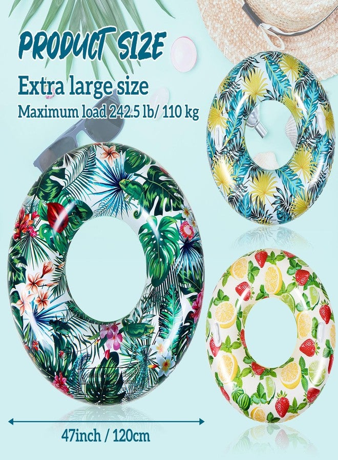 PullCrease 3 Pcs Inflatable Pool Floats 47 Inch Pool Floaties Tubes Jumbo Pool Tubes Pool Rings for Adults Summer Beach Bachelorette Wedding Party Decor Supplies - Image 5
