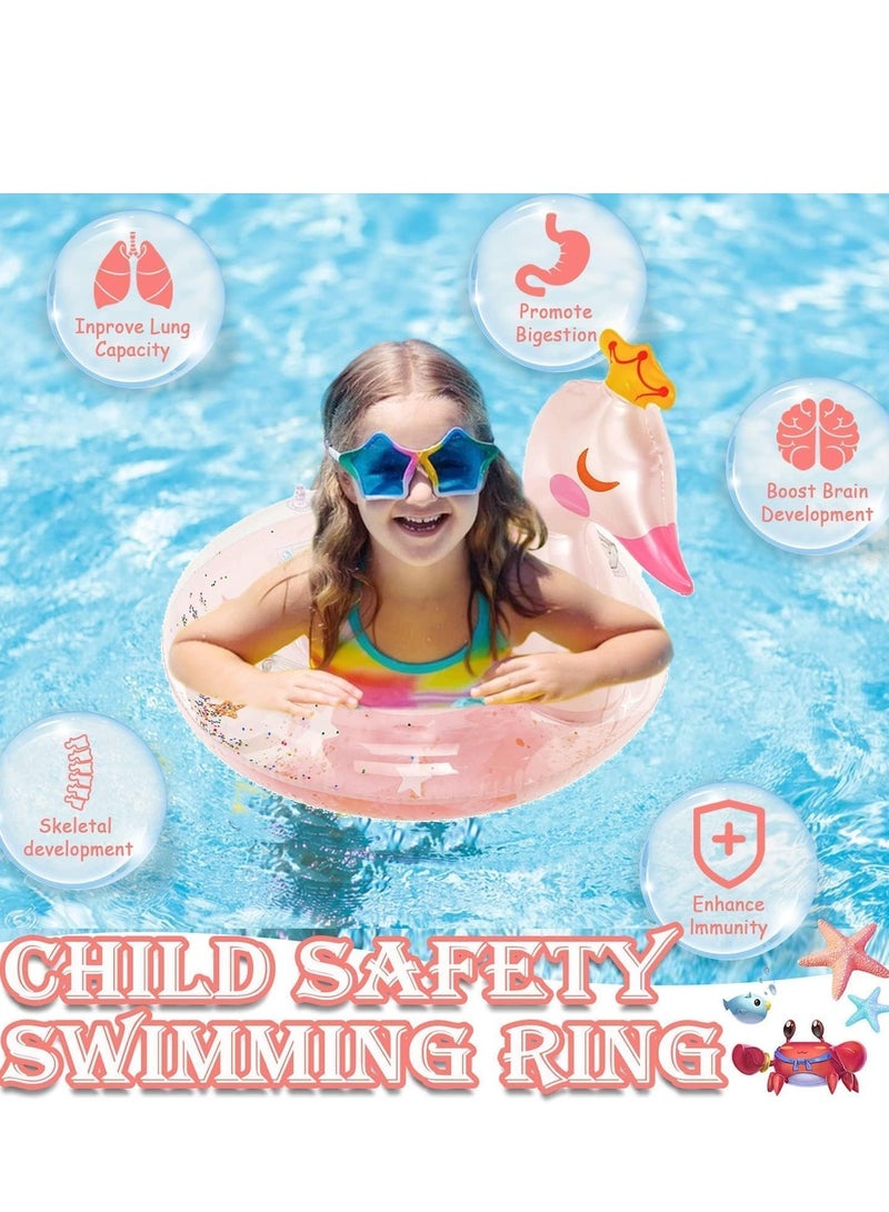 GUDOO Baby Swimming Float Inflatable Float with Seat and Handle Baby Swimming Float for Kids Fun Water Raft Lounge Party Supplies for Infant Toddler Kids Children Age 1-4 Year Old - Image 2