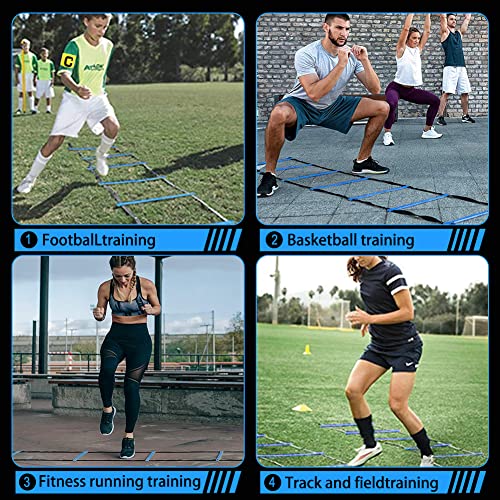 HOTOOLME Speed Agility Training Equipment Set - Includes Agility Ladder, Running Parachute, 8 Resistance Bands,20 Cones, 4 Hurdles, Jump Rope for Training Football, Soccer, Basketball Athletes - Image 2