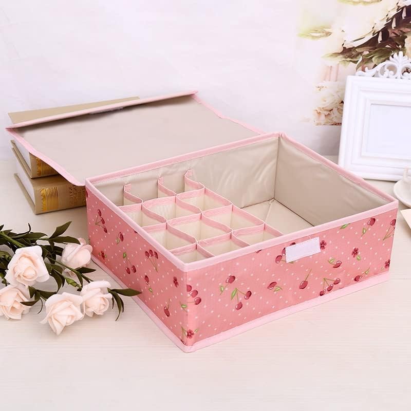 MR. JV MRJV 13Grid Socks Organizer MultiCompartment Foldable Storage Box with Lid Closet Drawer Organizer for Undergarments Socks Bras Panties Ties Scarves - Image 2