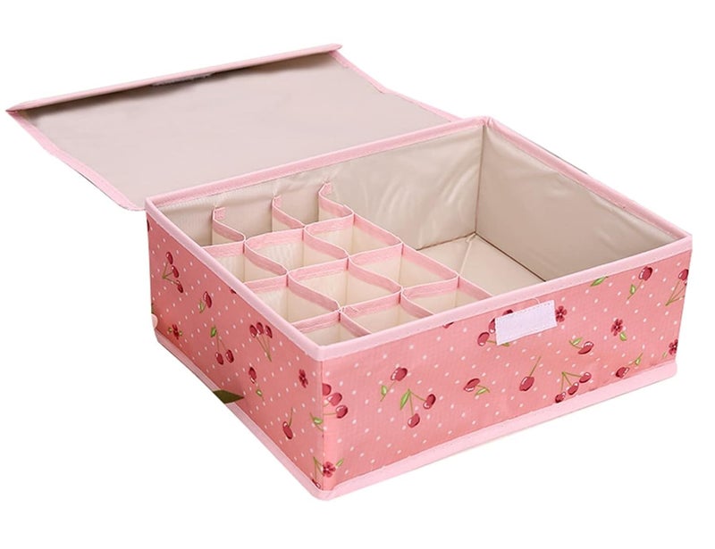 MR. JV MRJV 13Grid Socks Organizer MultiCompartment Foldable Storage Box with Lid Closet Drawer Organizer for Undergarments Socks Bras Panties Ties Scarves - Image 1
