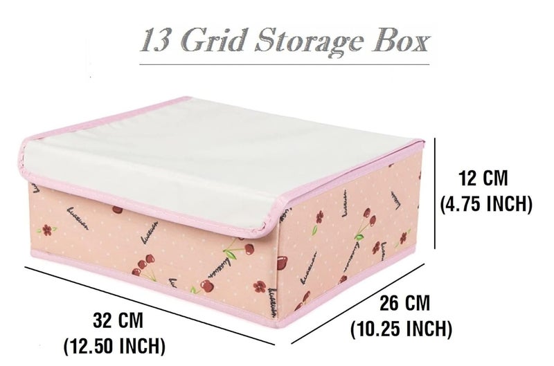 MR. JV MRJV 13Grid Socks Organizer MultiCompartment Foldable Storage Box with Lid Closet Drawer Organizer for Undergarments Socks Bras Panties Ties Scarves - Image 4