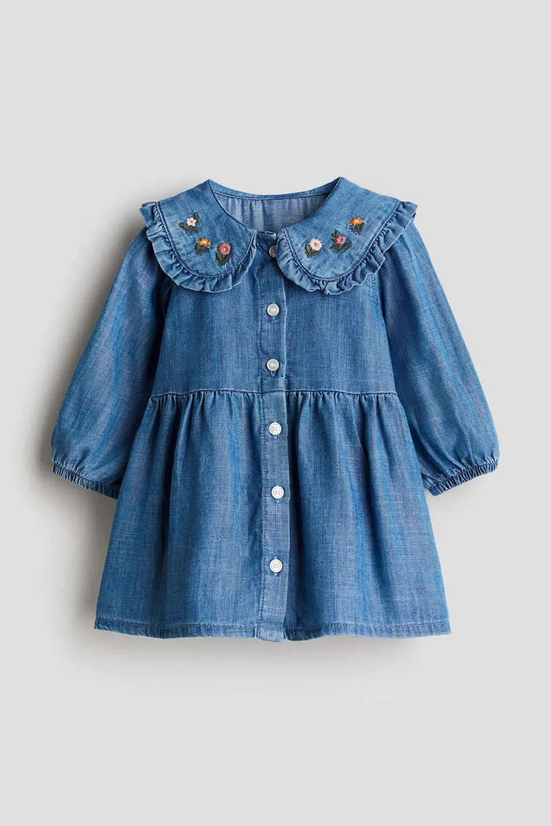 H&M Embroidery-detail denim dress