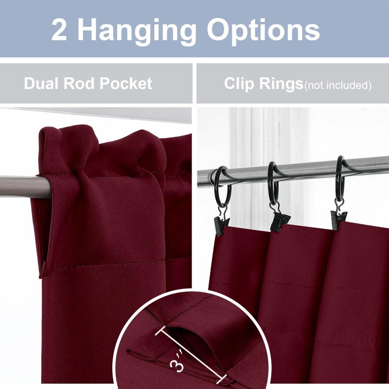 Chyhomenyc Short Burgundy Curtains 36 Inch Length, Small Kitchen Curtain Tier Rod Pocket Half Window Curtains for Basement Cabinet Camper RV Bunk, 2 PCS, Each 30Wx36L - Image 5