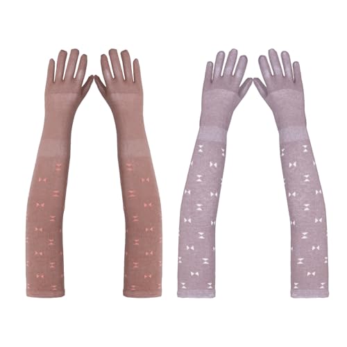 Footmate UV Sun Protection Driving Gloves Women with Breathable Cotton Material, Elbow Length Combed Cotton and Spandex Lightweight Hand Glove for Women’s/Girls - Free Size -(Pack of 2) - Image 1