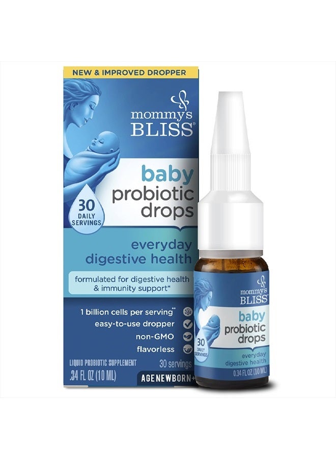 Mommy's Bliss قطرات بروبيوتيك للأطفال، تخفيف الغازات اليومية، الإمساك، وأعراض المغص + دعم المناعة، للمواليد وما فوق، 0.34 أونصة سائلة (30 حصة) - Image 1