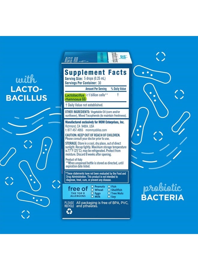 Mommy's Bliss قطرات بروبيوتيك للأطفال، تخفيف الغازات اليومية، الإمساك، وأعراض المغص + دعم المناعة، للمواليد وما فوق، 0.34 أونصة سائلة (30 حصة) - Image 3