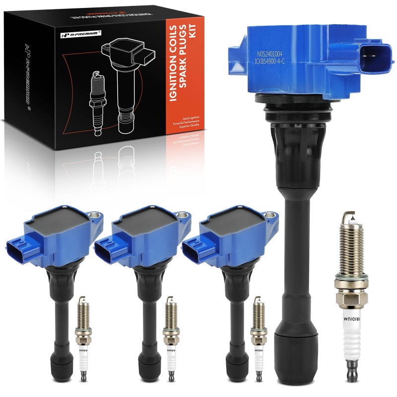 A-Premium APremium Blue Set of 8 Ignition Coil Pack and Iridium Spark Plugs Compatible with Nissan Altima 20072013 Rogue 20082013 Rogue Select 20142015 Sentra 20072016 20182019 Versa 20072011 Cube - Image 2