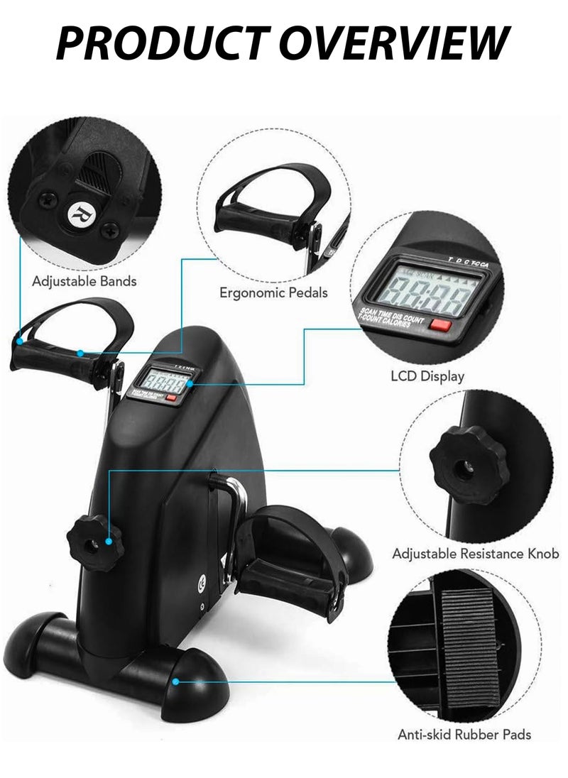 DBLEW Under Desk Mini Pedal Exerciser Bike Portable Foot Cycle Arm & Leg Peddler Machine Adjustable Resistance Small Stepper Fitness Training Equipment for Home Gym Physiotherapy for Women and Men  - Image 3