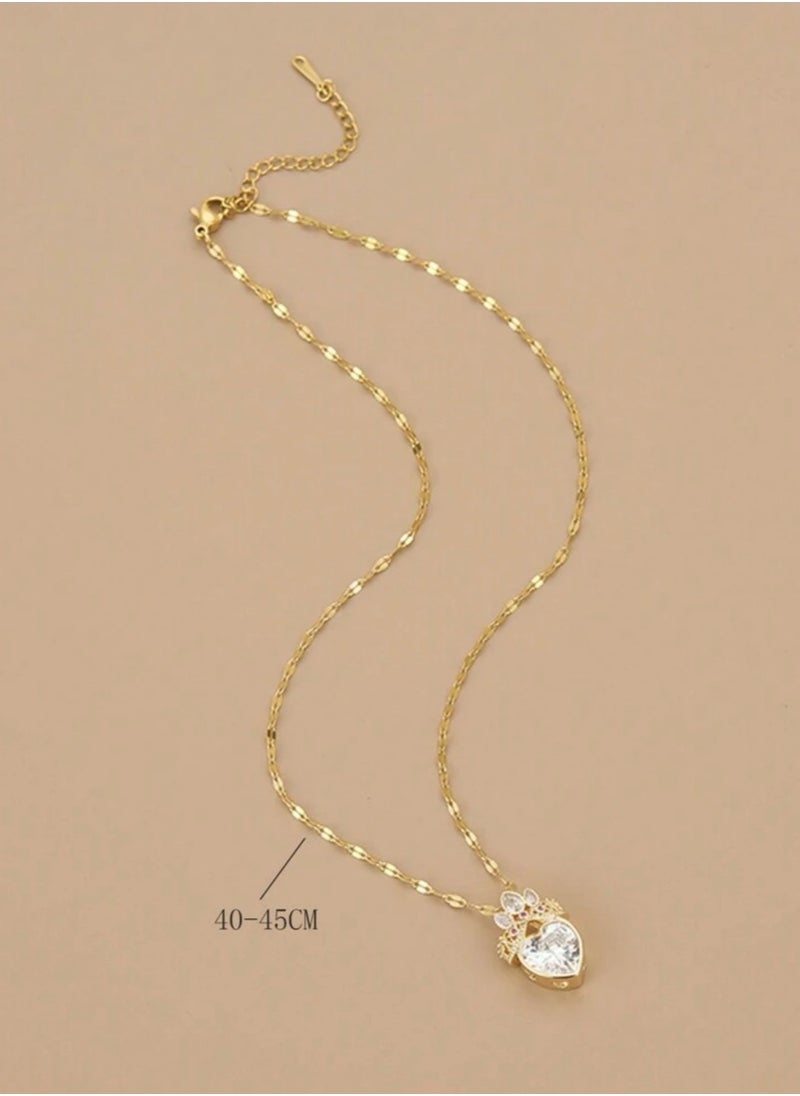 sixtyfour - Elegant Stainless Steel Gold Plated Necklace For Women - Image 1