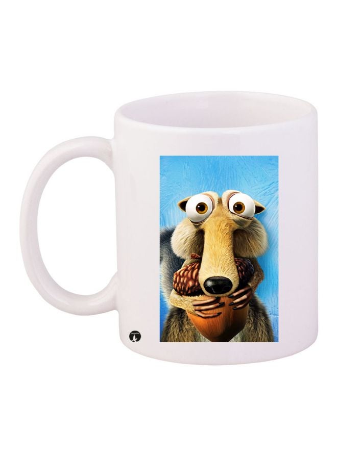 RYN Ice Age Printed Coffee Mug White/Blue/Brown 11ounce