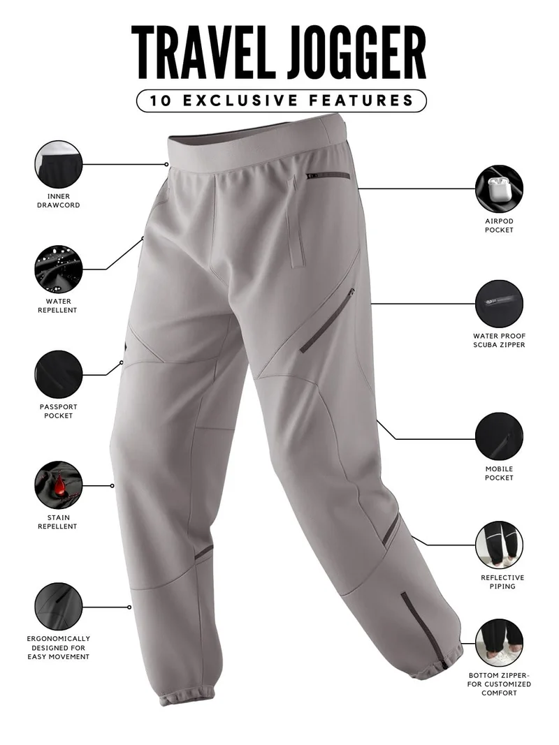 NOBERO  Men's Loose Fit Travel Joggers in Grey for Men | Best Price UAE